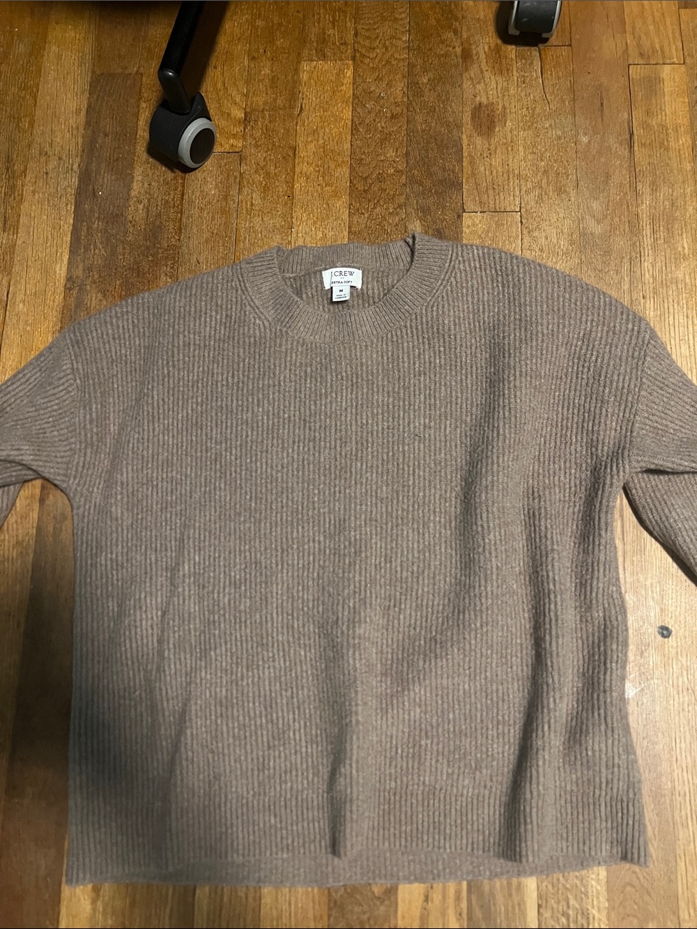 J. Crew Men’s Ribbed Crewneck Sweater in Taupe Brown